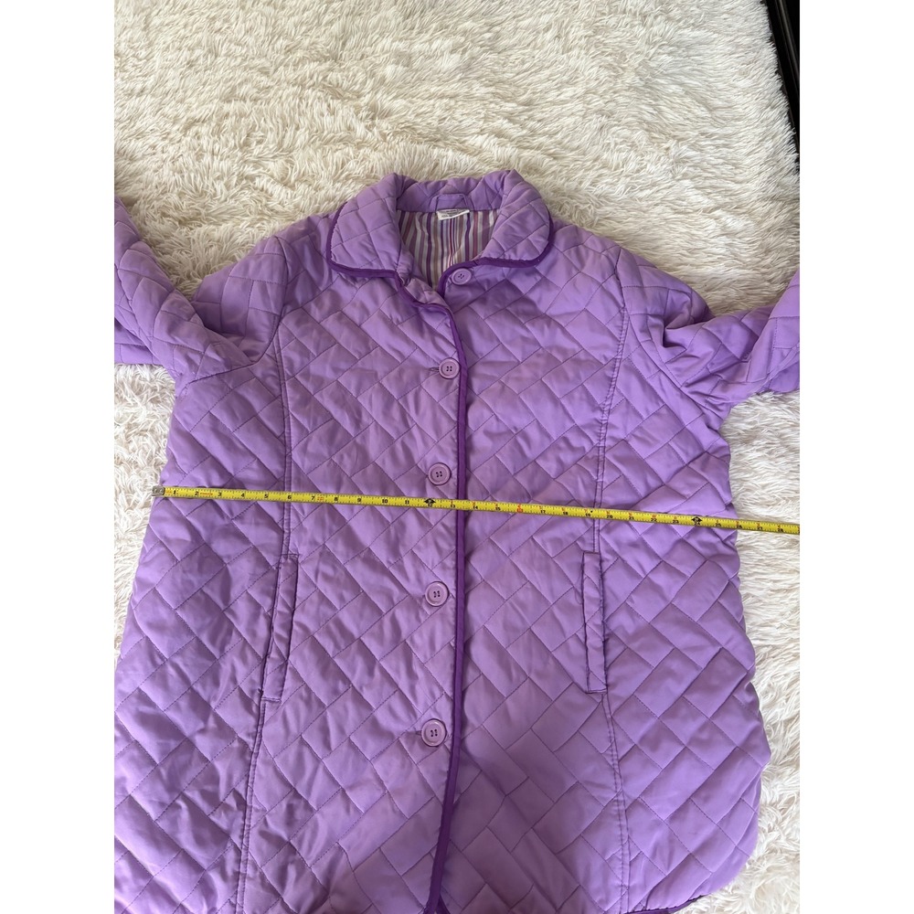 Womens 1X Lavender Purple Quilted Coat Jacket Collared‎ Button Front - Picture 5 of 5